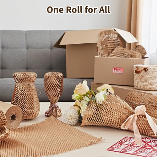 JARLINK Honeycomb Packing Paper, 12" x 200' Packing Wrap Roll for Packing - size: 12"x 200'