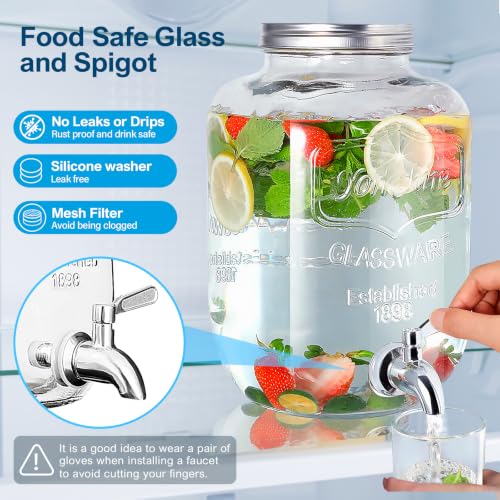 1 Gallon Glass Drinks Dispenser for Parties, Beverage Dispenser for Juice - size: 1 Gallon Dispenser