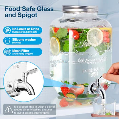 1 Gallon Glass Drinks Dispenser for Parties, Beverage Dispenser for Juice - size: 1 Gallon Dispenser
