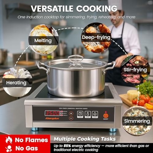 3500W Commercial Induction Cooktop, 220V Single Countertop Burner - size: 3500W/220V