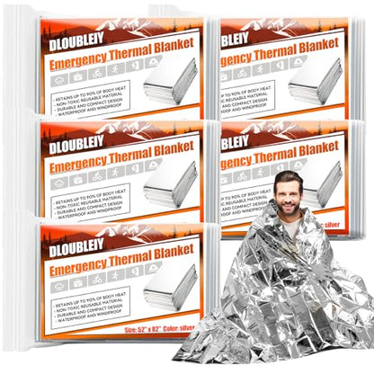 5-Pack Emergency Mylar Blankets, Thermal Space Blankets - size: 5 Pack