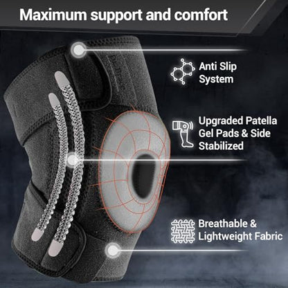 DR. BRACE ELITE Knee Brace with Side Stabilizers & Patella Gel Pads - color: Pluto, size: Large