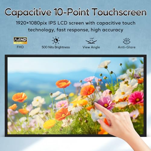 32" Capacitive Touchscreen Industrial Monitor, FHD 500Nits Android 13 Digital Signage Display Digital Menu Board, Reverse Control Laptop, Wireless Screen Mirroring, Built-in Speakers, USB, HDMI Ports - size: 32 Inch