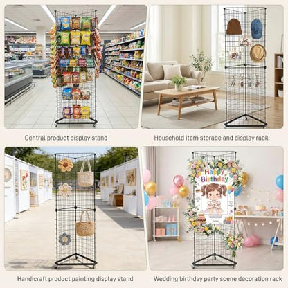 24"x68"Large Triangular Gridwall/Wire Grid Panel Display Stand with Wheels