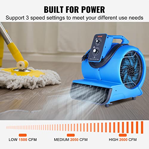 VEVOR Air Mover, 1/2 HP 2600 CFM Carpet Dryer for Cooling and Ventilating - size: 2600 CFM (1/2 HP)