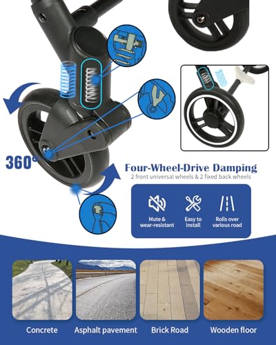 Foldable Shopping Cart 85 Liters Grocery Cart with Cooler Bag Utility Cart Shopping Trolleys with Larger Capacity Rolling Front Swivel Wheels Adjustable for Office Picnic Groceries Laundry - size: 85 Liters + cooler bag navy blue