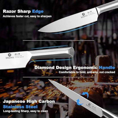 imarku 16-Pieces Knife Set, High-Carbon Stainles Steel Kitchen Knife Set - color: Steel Gray