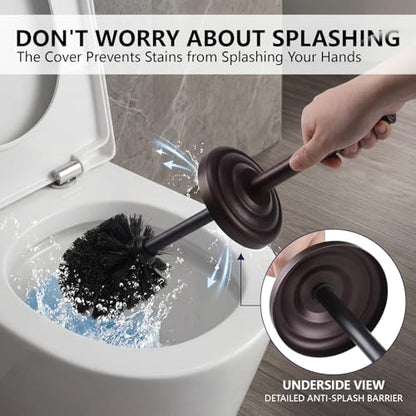 Stainless Steel Toilet Bowl Brush and Holder Set for Bathroom Long Handle - color: Bronze