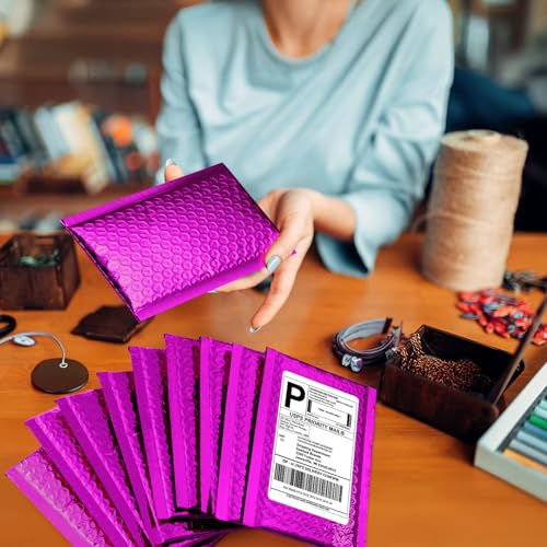 Fuxury Foil Bubble Mailers 4x8" 800 Pack Padded Envelopes Usable Size 4x7" - color: Purple, size: 4x8" 800PC