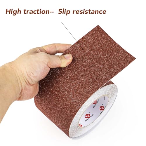 BOMEI PACK Anti Slip Traction Tape,4 Inch x 33 Ft,Heavy Duty Non Slip Tape,Grip Tape for Stairs, Tread Step, Indoor & Outdoor Use,Waterproof Stairs Non Skid Treads (Brown) - color: Brown