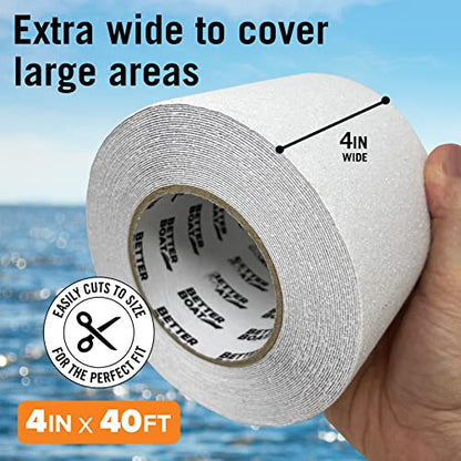 Anti Slip Tape for Outdoor Stair Treads, Non-Skid Grip for Stairs - color: White