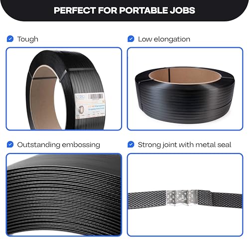 IDL Packaging 1/2" x 9000' Polypropylene (PP) Strapping Roll, USA-Made - size: 1/2" x 9000' (16x6" Core), 300 lbs BS