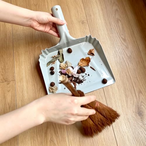 Small Metal Dust Pan and Brush for Fireplace, Garage, Shop, 9" Wide - style: Metal Dustpan