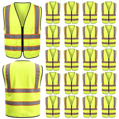 EBOOT 20 Pack Safety Vest High Visibility Reflective, Fluorescent Green - color: Fluorescent Green