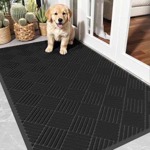 Front Door Mat 3'x5', Heavy Duty Non-Slip Indoor Outdoor Doormat - color: Black Diamond, size: 3' x 5'