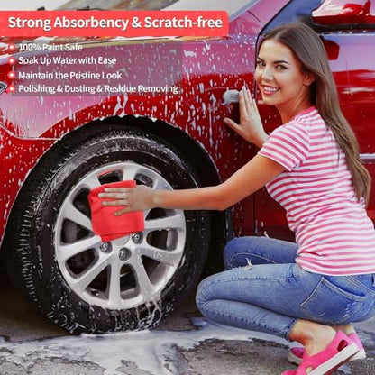 Microfiber Cleaning Cloth, 200 Pack Cleaning Rags, Red - color: Red, size: 200 Pack