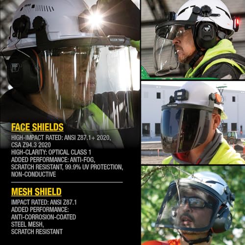 KLEIN TOOLS 60528 Full-Brim Hard Hat Face Shield, Clear, One Size - size: Full Brim Clear