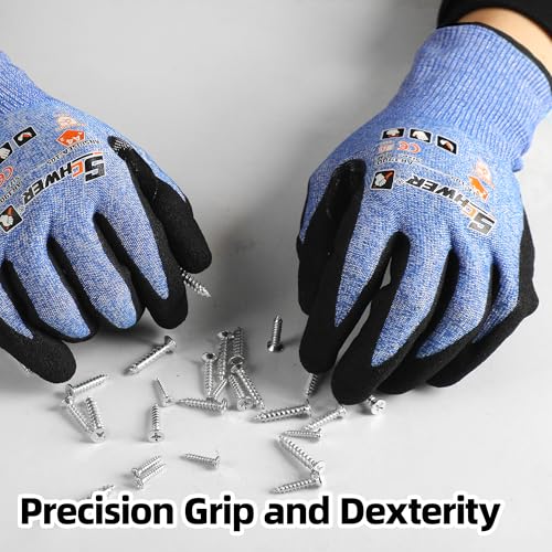 Schwer A4 AIR-SKIN Cut Resistant Work Gloves, Ultra Lightweight, AR3900, L - color: Blue, size: Large