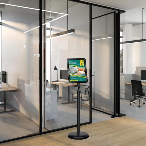 6 Pack Pedestal Sign Holder, 8.5 x 11" Adjustable Floor Standing Sign Stand - color: Black, size: 8.5x11in-6p