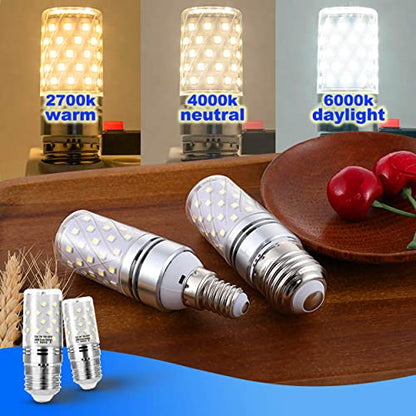 E26 60W Replacement LED Candelabra Corn Bulbs 7W 6000K Daylight, 4 Pack