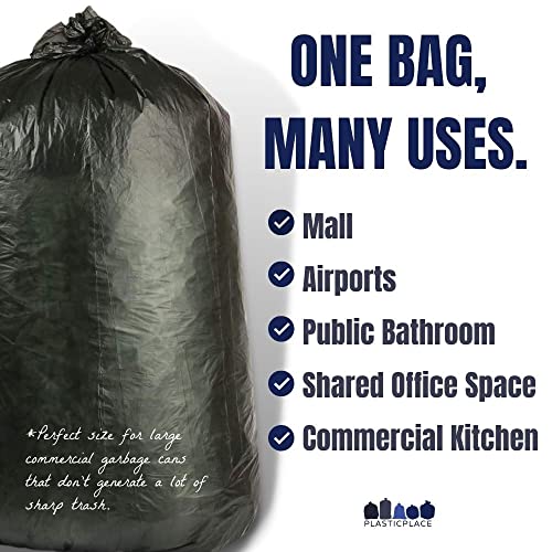 Plasticplace 40-45 Gallon Trash Bags │12 Microns │ Black High Density Garbage Can Liners │ 40" x 48" (250 Count) - color: Black, size: 1 Count (Pack of 250)