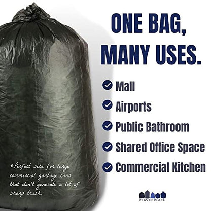 Plasticplace 40-45 Gallon Trash Bags │12 Microns │ Black High Density Garbage Can Liners │ 40" x 48" (250 Count) - color: Black, size: 1 Count (Pack of 250)
