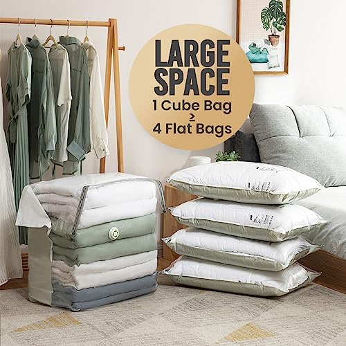 TAILI 6 Pack Vacuum Storage Bags, Extra Large Cube (40x28x18x18 inch),Cream - color: Cream, size: 6 Extra Large