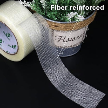 BOMEI PACK Transparent Bi-Directional Filament Strapping Tape 6.7 Mil x 1.88 Inch x 36yds Fiberglass Reinforced Tape for Strapping， Sealing，Binding, 1Pack