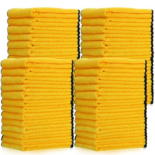 Tallew 50 Pcs 16"x16" Yellow Microfiber Towels for Cars Drying Polishing - color: Yellow, size: about 16 x 16 inches
