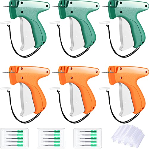 Kigeli 6 Pack Tagging Guns for Clothing with 3000 Barbs 15 Needles Stitch Gun Quick Clothes Fixer Retail Price Tag Attacher Clothing Label Gun for Boutique Store Warehouse Garage(Orange, Green) - color: Orange, Green