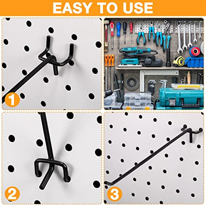 Shimeyao 100 Pcs Peg Board Hooks Stainless Steel Pegs,10 Inch,Black - color: Black, size: 10 Inch