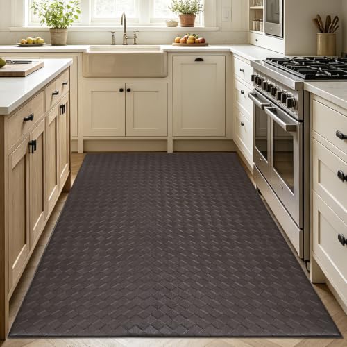 Kitchen Mats and Rugs Cushioned Anti-Fatigue, 35.4" x 59.1", Brown - color: Brown, size: 59.1"L x 35.4"W x 0.4"Th