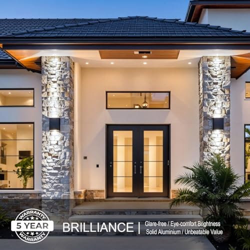 Led Wall Sconce Light, Modern Outdoor Lights for House, Led Wall Lights for Bedroom, 20W Adjustable Up&Down Lighting/Waterproof Matt Black Aluminium/ 6500K,1 Pack - color: 6500K 1 Pack