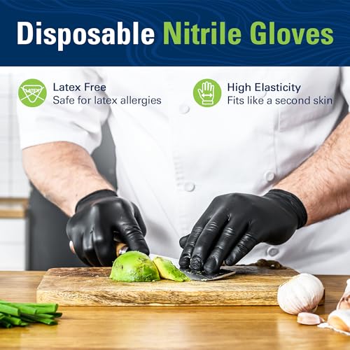 SWIFTLITE Black Nitrile Gloves Disposable Latex Free, Food Safe - color: 05-black(small 300)