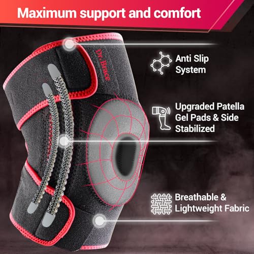 DR. BRACE ELITE Knee Brace with Side Stabilizers & Patella Gel Pads - color: Sunrise, size: Small