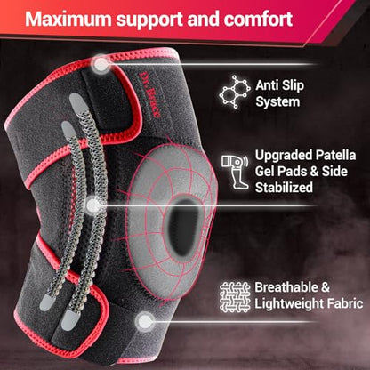 DR. BRACE ELITE Knee Brace with Side Stabilizers & Patella Gel Pads - color: Sunrise, size: Small