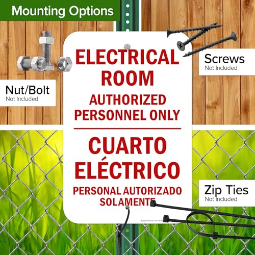 Electrical Room Authorized Personnel Only Bilingual Sign, 12x18 Inches, Rust Free .063 Aluminum, Fade Resistant, Made in USA by My Sign Center - size: 12x18 Aluminum