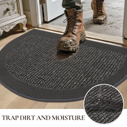 Dirt Trapper Door Mats 26" x 40", Non-Slip & Washable, Dark Grey - color: Dark Grey, size: 26" X 40" (Semicircular)