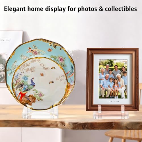 Acrylic Plate Stand for Display, Adjustable Clear Acrylic Plate Holder Picture Easel Stand, Book Stand and Display Holder for 6-14 Inch Decorative Plate, Record, Plaque, Photo, Platter, Tabletop Art