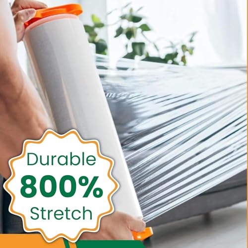 NEXUSWAY 18'' Stretch Film Wrap for Moving - Stretch Film Pallet Wrap Roll Heavy Duty 1000 feet 80 Gauge Industrial Strength up to 800% Stretch 20 Microns for Shipping Moving Furniture (Pack of 6) - style: Pack of 6