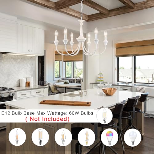 6 Light French Country Chandelier White Chandelier Pendant Light Fixture - color: 6 Light-Antique White