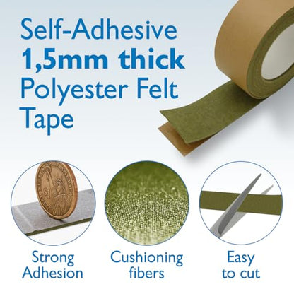 FindTape Polyester 1.5mm Felt Tape – 2 in. x 10 ft. Felt Strips with Adhesive Backing and Furniture Strips, Great for Arts and Crafts, Classrooms, and Protecting Furniture (Olive Drab) - color: Olive Drab, size: 2 in x 10 ft