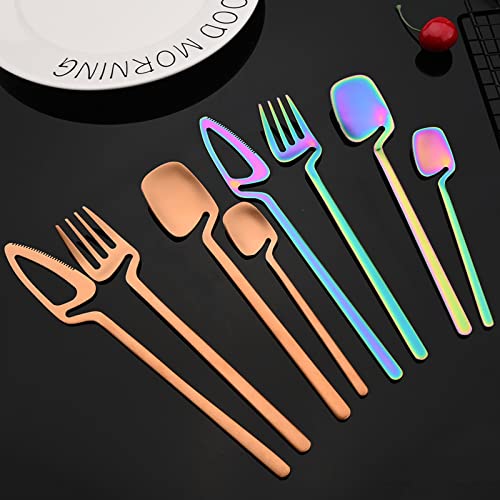 JASHII Silverware Set Satin Finish 24-Piece Stainless Steel Flatware Set Kitchen Utensil Set Service for 6 Tableware Cutlery Set Dishwasher Safe (Matte Rose Gold) - color: Rose gold 24pcs, size: service 6