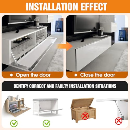 Drop Down Gas Spring Hinge, 90° Struts for Downward Cabinet Doors - color: Silver