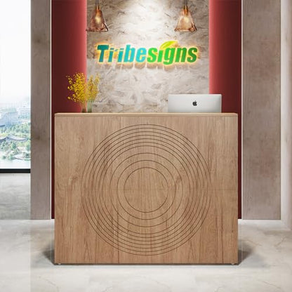 Tribesigns Reception Desk with Counter, Modern Front Desk Reception Room Table with Cable Grommet, 47 inch Retail Counter for Checkout, Lobby, Beauty Salon, Home Office Desk, Oak - color: Oak