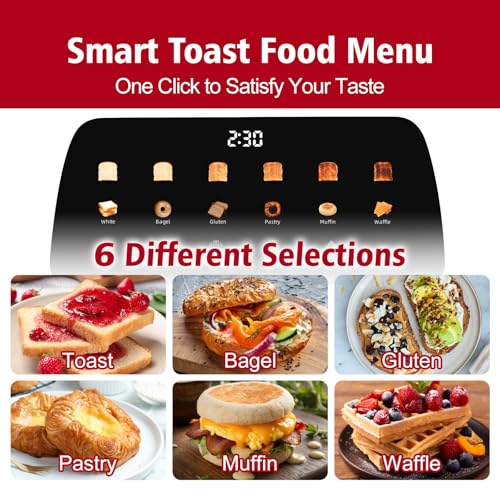 Tesslux 4 Slice Toaster, Touchscreen, 1.5" Long Wide Slot, 1300W, Sliver - color: sliver