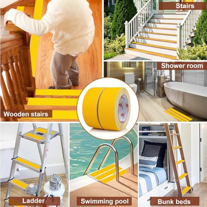 BOMEI PACK Anti Slip Traction Tape,2 Inch x 16.5 Ft,Heavy Duty Non Slip Tape,Grip Tape for Stairs, Tread Step, Indoor & Outdoor Use,Waterproof Stairs Non Skid Treads (Yellow) - color: Yellow