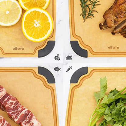 Elihome Essential Series Wood Fiber Cutting Board for Kitchen, Knife Friendly, Dishwasher Safe, Non-Slip Feet, Juice Groove, Reversible, Non-Porous, Eco Friendly, 10"x 7" SMALL - style: S-10" x 7"
