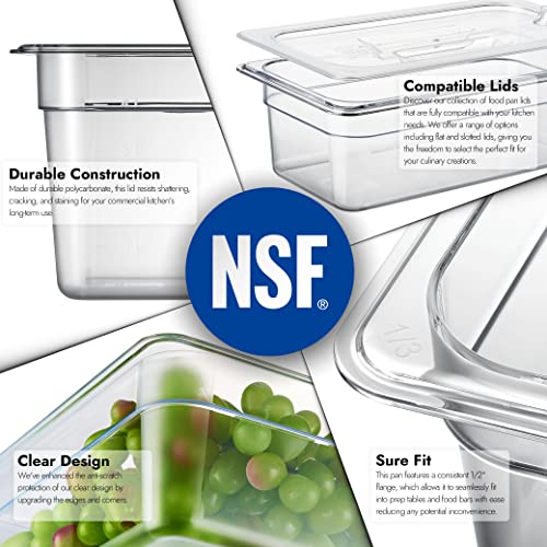CURTA 6-Pack 1/3 Size 4" Deep NSF Polycarbonate Food Pans | Dishwasher & Freezer Safe Clear Container for Prep Tables, Buffet, Salad Bar, Commercial & Home Kitchen - color: 1/3 Size, size: 4" Deep
