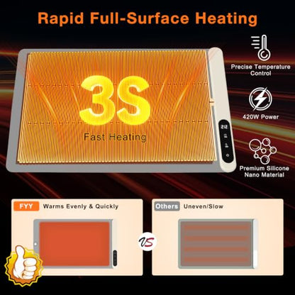 FYY Warming Mat for Food 24"x15", Rapid and Full Surface Heating Gray - color: Gray, size: X Large Size: 24"x15"